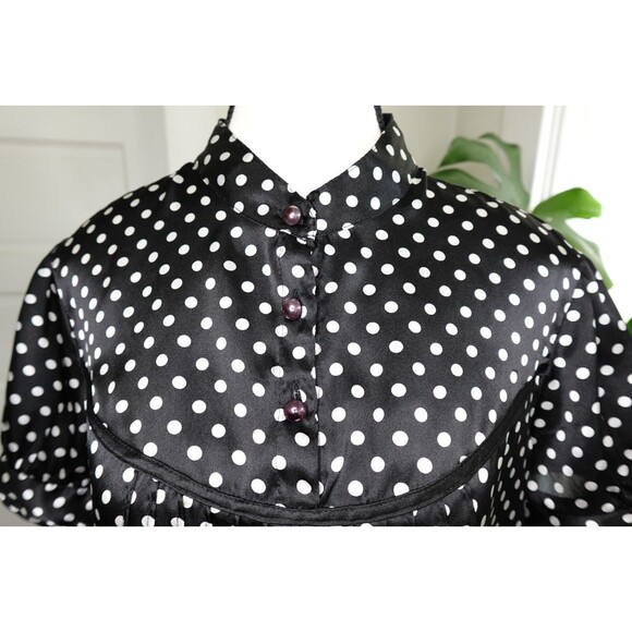 AGB Women's 1950's Retro Style Polka Dotted Short-Sleeve 3-Button Top SZ X-Large - Picture 2 of 7
